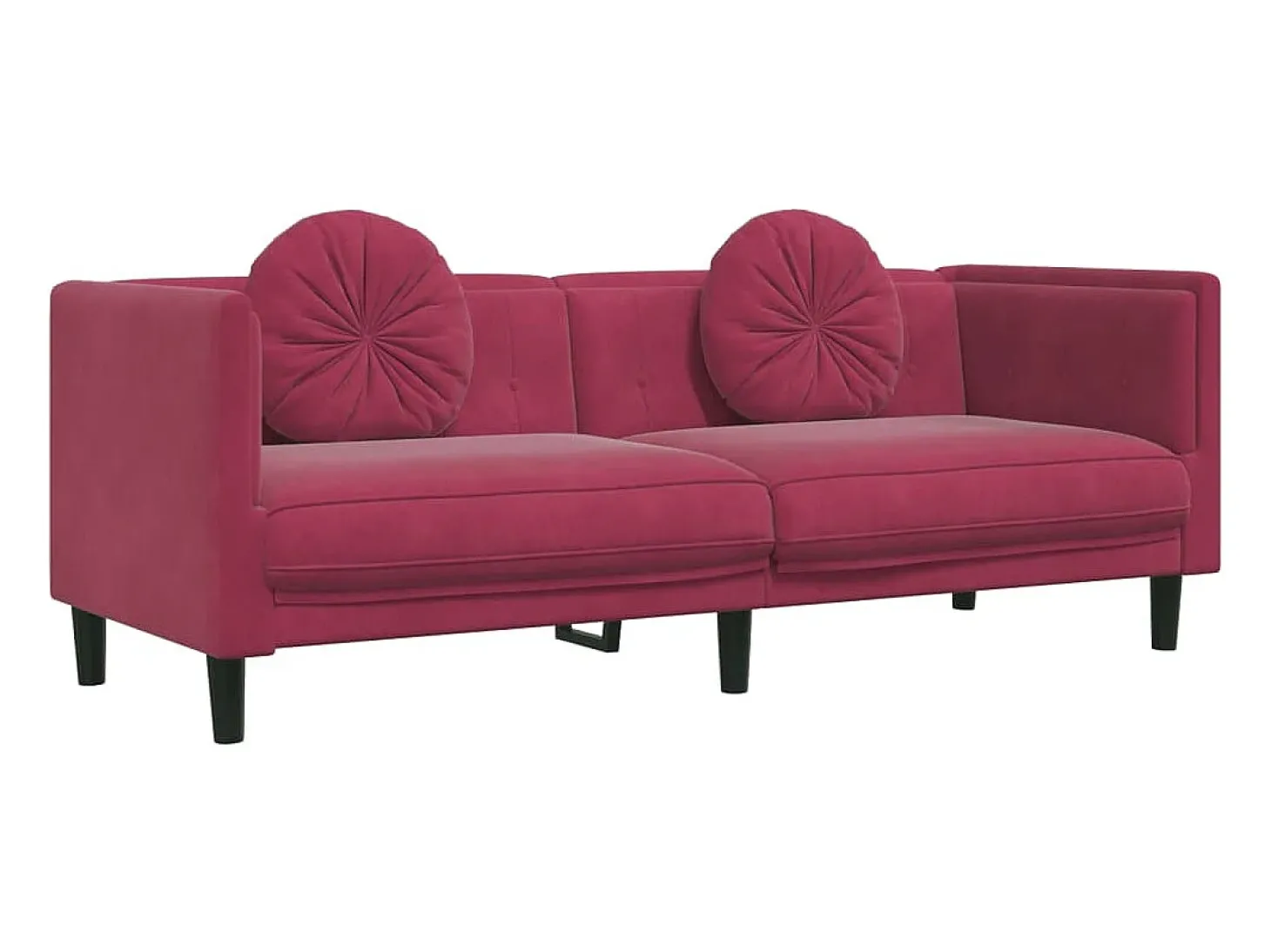 Sofá com almofadões 3 lugares veludo vermelho tinto PT848072