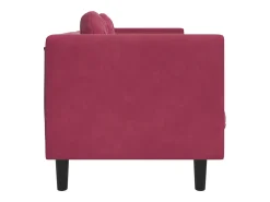 Sofá com almofadões 3 lugares veludo vermelho tinto PT848072
