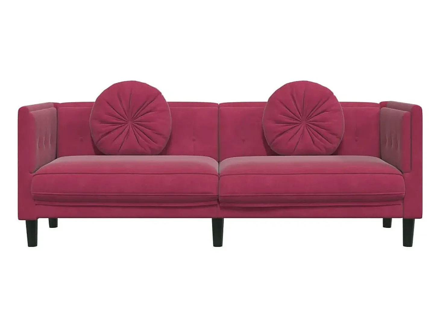 Sofá com almofadões 3 lugares veludo vermelho tinto PT848072