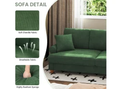 Sofá com conforto de 3 -sete, tecido de lagarta, com apoios de braços, almofadas e 2 travesseiros, carga máxima 365 kg - 220x76x86 cm