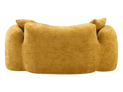 Sofá compacto de 2 lugares com apoios de braço e almofadas, amarelo