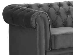 Sofá confort de 3 lugares CHESTERFIELD - Veludo antracite