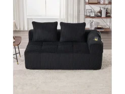 Sofá confortável de 2 lugares - 158 x 93 x 61 cm - não requer montagem - com almofadas de encosto e bolso - veludo - preto