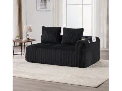 Sofá confortável de 2 lugares - 158 x 93 x 61 cm - não requer montagem - com almofadas de encosto e bolso - veludo - preto