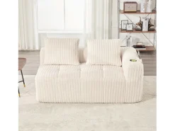 Sofá confortável de 2 lugares - 158 x 93 x 61 cm - não requer montagem - com almofadas de encosto e bolso - veludo - bege