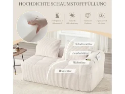Sofá confortável de 2 lugares - 158 x 93 x 61 cm - não requer montagem - com almofadas de encosto e bolso - veludo - bege