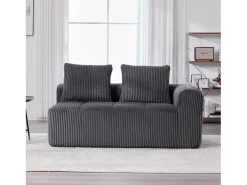 Sofá confortável de 2 lugares - 158 x 93 x 61 cm - não requer montagem - com almofadas de encosto + almofadas com bolso - veludo - cinza