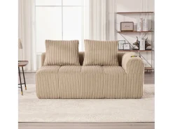 Sofá confortável de 2 lugares - 158 x 93 x 61 cm - não requer montagem - com almofadas de encosto + bolso - veludo - cáqui