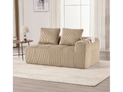 Sofá confortável de 2 lugares - 158 x 93 x 61 cm - não requer montagem - com almofadas de encosto + bolso - veludo - cáqui