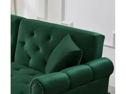 Sofá contemporâneo 2 lugares - Veludo - Encosto ajustável em 3 níveis - Verde