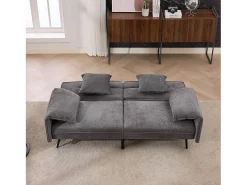Sofá conversível de 2 lugares - 167,5 x 73 x 70 cm - Encosto reclinável em 3 posições (100°–180°) - Tecido - cinza