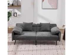 Sofá conversível de 2 lugares - 167,5 x 73 x 70 cm - Encosto reclinável em 3 posições (100°–180°) - Tecido - cinza
