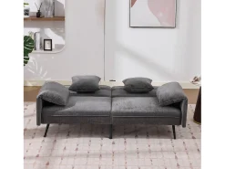 Sofá conversível de 2 lugares - 167,5 x 73 x 70 cm - Encosto reclinável em 3 posições (100°–180°) - Tecido - cinza