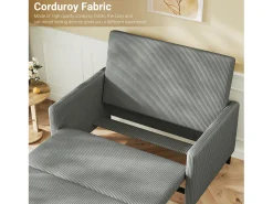 Sofá conversível de 2 lugares Clique clique, veludo cinza com nervuras, sono de 170 cm, colchão de 10 cm, para estúdio/sala de estar/quarto