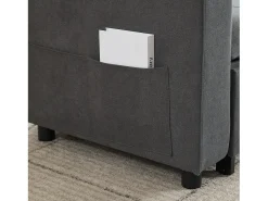 Sofá conversível de 3 lugares - 208 x 146 x 89,5 cm - com espaço de armazenamento integrado + LEDs - Tecido - cinza