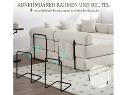 Sofá conversível de 4 lugares - 270 x 180 x 64 cm - design modular - veludo - bege