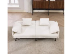 Sofá conversível de 2 lugares - 167,5 x 73 x 70 cm - Encosto reclinável em 3 posições (100°–180°) - Tecido - branco