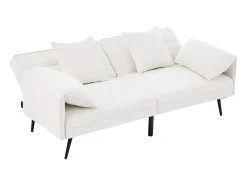 Sofá conversível de 2 lugares - 167,5 x 73 x 70 cm - Encosto reclinável em 3 posições (100°–180°) - Tecido - branco