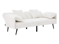 Sofá conversível de 2 lugares - 167,5 x 73 x 70 cm - Encosto reclinável em 3 posições (100°–180°) - Tecido - branco
