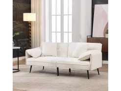 Sofá conversível de 2 lugares - 167,5 x 73 x 70 cm - Encosto reclinável em 3 posições (100°–180°) - Tecido - branco