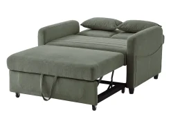 Sofá conversível duplo 114 x 77 x 82,5 cm - encosto ajustável em três níveis - tecido de algodão e linho - verde militar