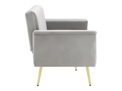 Sofá conversível reto de 2 lugares em veludo cinza claro, encosto e braços dobráveis - 183x76x75cm