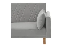 Sofá conversível reto de 2 lugares em veludo cinza claro, 2 almofadas incluídas - 180x75x82cm