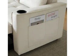 Sofá conversível, Sofá-cama dobrável de veludo - 137 x 76,5 x 86 cm - com função dormir - Bege