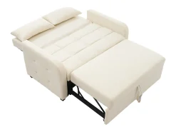 Sofá conversível 127x75x94 cm - Encosto ajustável - Com 2 almofadas - Bege
