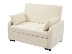 Sofá conversível 127x75x94 cm - Encosto ajustável - Com 2 almofadas - Bege