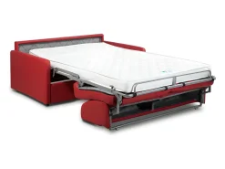 Sofá convertível abertura rápida couro sintético vermelho assento espuma com assento de memória de forma 140 cm colchão 14 cm CALIFE