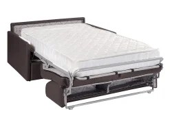 Sofá convertível abertura rápida em couro sintético cinza-toupeira assento com assento de memória de forma 120 cm colchão 22 cm CALIFE