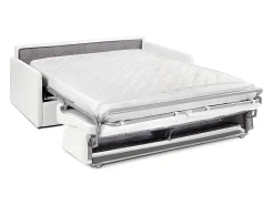 Sofá convertível abertura rápida couro sintético branco assento memória de forma 160 cm colchão 14 cm CALIFE