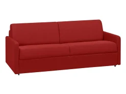Sofá convertível abertura rápida tecido vermelho assento memória de forma 160 cm colchão 22 cm CALIFE