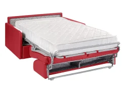 Sofá convertível abertura rápida em couro sintético vermelho com assento de memória de forma 120 cm colchão 22 cm CALIFE