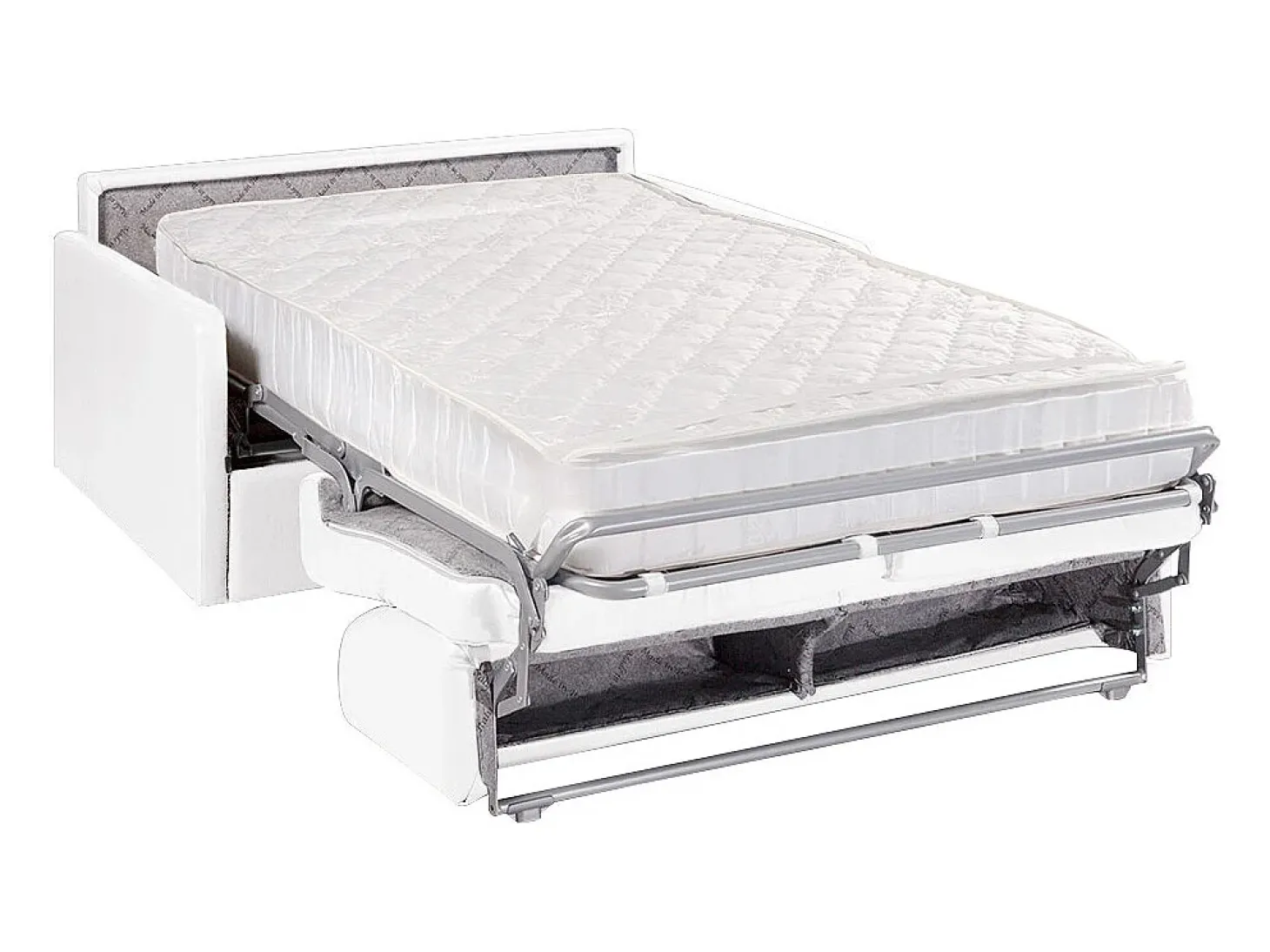Sofá convertível abertura rápida em couro sintético branco assento memória de forma 120 cm colchão 22 cm CALIFE