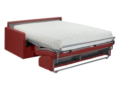Sofá convertível abertura rápida em tecido vermelho assento com assento de memória de forma 120 cm colchão 22 cm CALIFE
