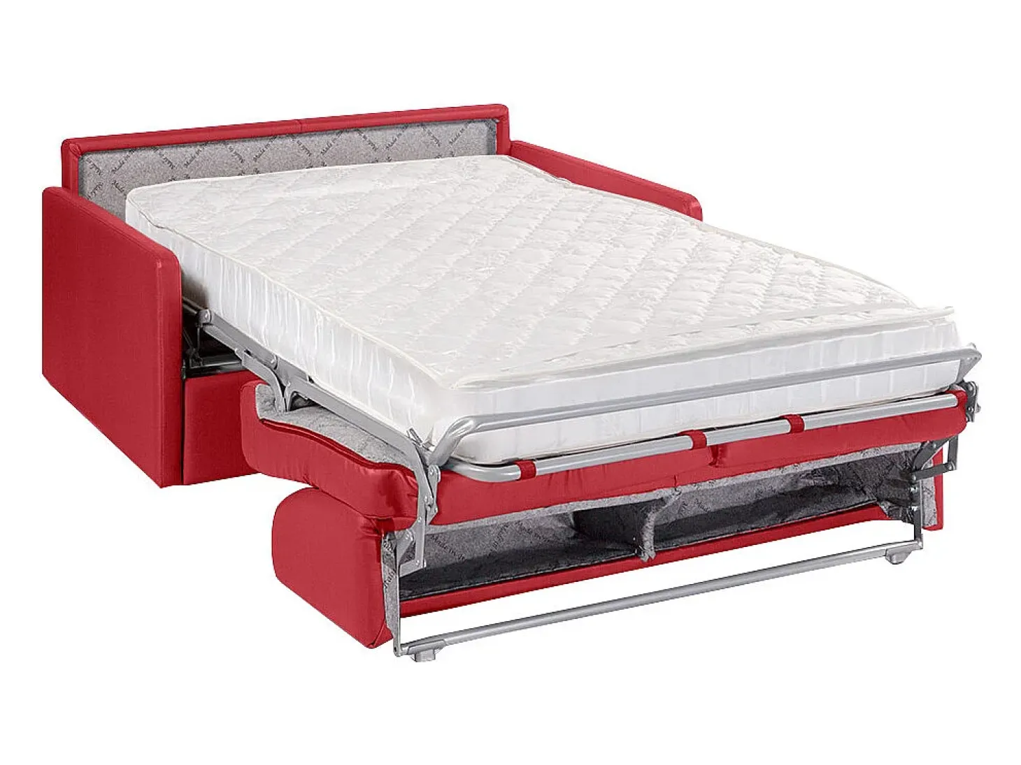 Sofá convertível abertura rápida em couro sintético vermelho assento com assento de memória de forma 120 cm colchão 18 cm CALIFE