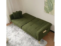 Sofá convertível com encosto ajustável - 2 lugares - Tecido turco francês - Verde