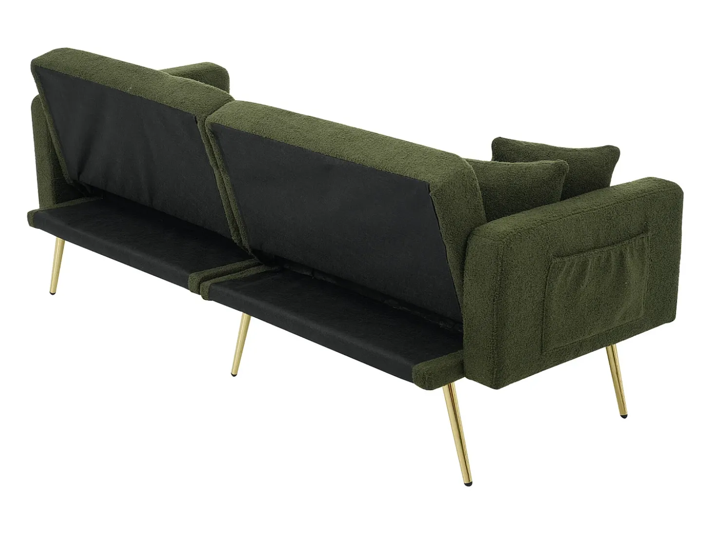 Sofá convertível com encosto ajustável - 2 lugares - Tecido turco francês - Verde