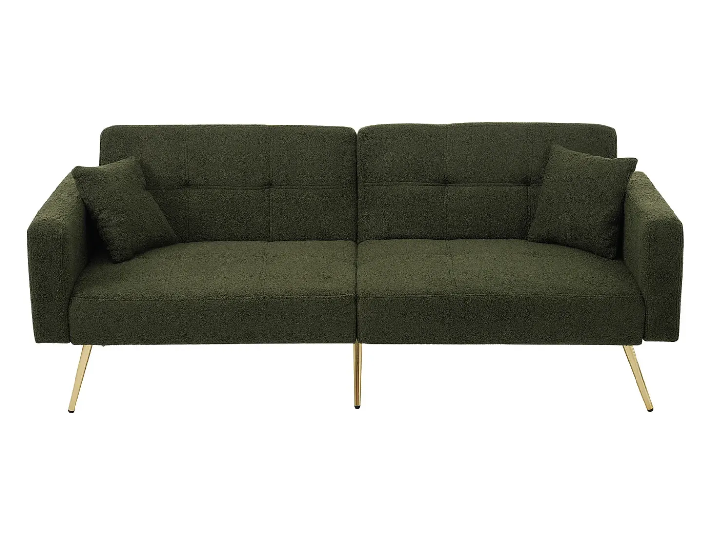 Sofá convertível com encosto ajustável - 2 lugares - Tecido turco francês - Verde