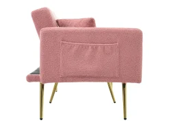 Sofá convertível com encosto ajustável - 2 lugares - Tecido Terry Francês - Rosa