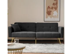 Sofá convertível com encosto ajustável - 2 lugares - Tecido turco francês - Cinza