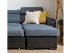 Sofá convertível de 3 lugares WARREN cinza e preto
