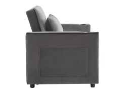 Sofá convertível de 2 lugares com função de cama - Tecido de veludo - Cinza
