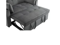 Sofá convertível de 2 lugares com função de cama - Tecido de veludo - Cinza