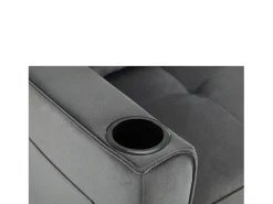 Sofá convertível de 2 lugares com função de cama - Tecido de veludo - Cinza