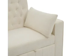 Sofá convertível de 2 lugares com entradas USB, suporte para copos e espaço para arrumação - Chenille bege