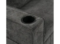 Sofá convertível de 2 lugares com entradas USB, suporte para copos e espaço para arrumação - Chenille cinzento