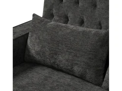 Sofá convertível de 2 lugares com entradas USB, suporte para copos e espaço para arrumação - Chenille cinzento
